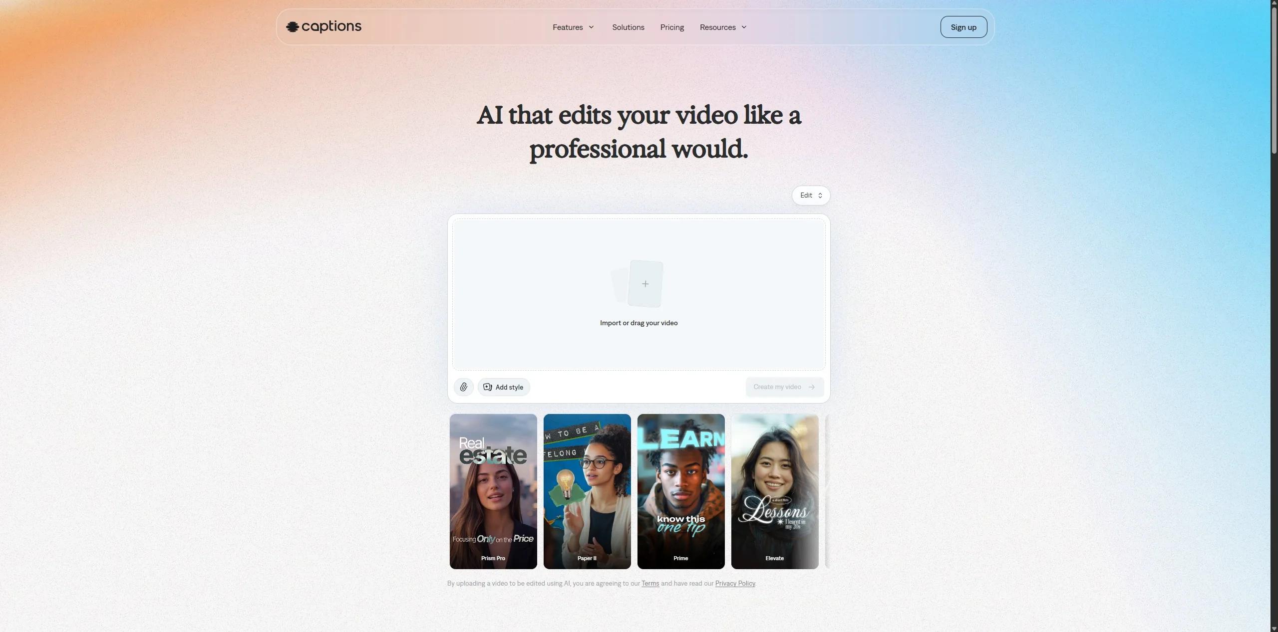 Captions.ai Screenshot, Video-Editing